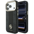 Guess 4G dėklas su Stripe Round ir Classic Logos MagSafe iPhone 17 Pro / 18 Pro - Juodas -- iPhone 17 Pro / iPhone 18 Pro