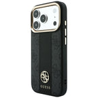 Guess 4G dėklas su Stripe Round ir Classic Logos MagSafe iPhone 17 Pro / 18 Pro - Juodas -- iPhone 17 Pro / iPhone 18 Pro