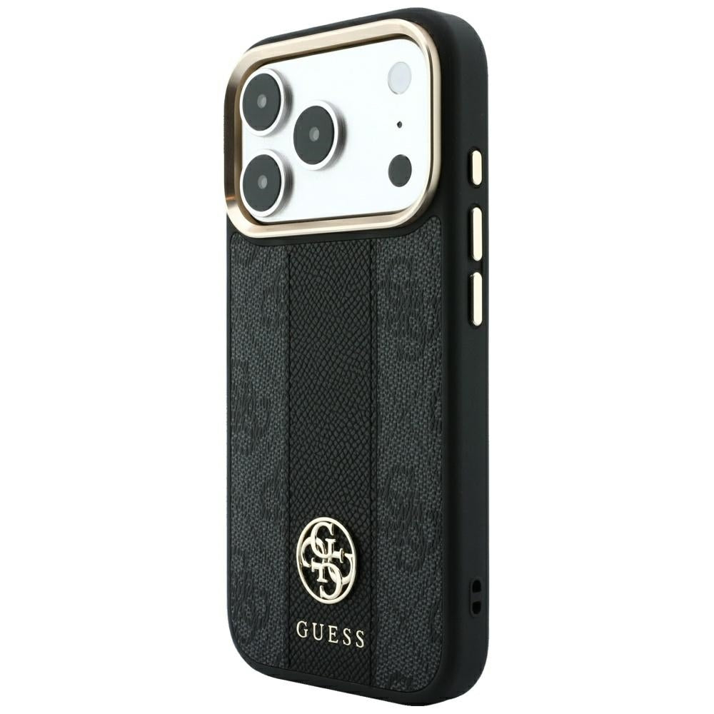 Guess 4G dėklas su Stripe Round ir Classic Logos MagSafe iPhone 17 Pro / 18 Pro - Juodas -- iPhone 17 Pro / iPhone 18 Pro