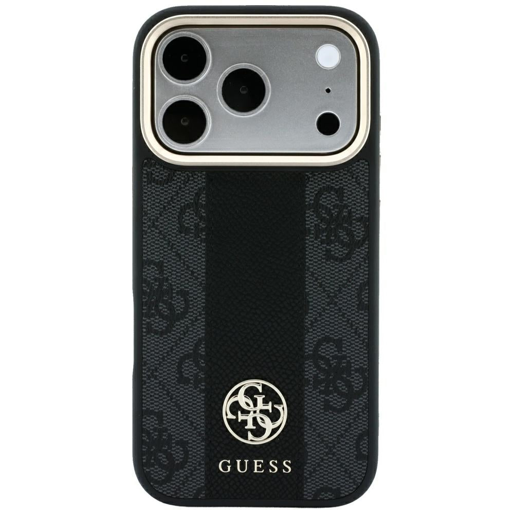 Guess 4G dėklas su Stripe Round ir Classic Logos MagSafe iPhone 17 Pro / 18 Pro - Juodas -- iPhone 17 Pro / iPhone 18 Pro