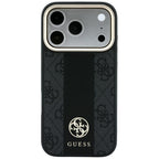 Guess 4G dėklas su Stripe Round ir Classic Logos MagSafe iPhone 17 Pro / 18 Pro - Juodas -- iPhone 17 Pro / iPhone 18 Pro