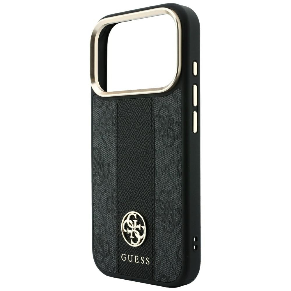 Guess 4G dėklas su Stripe Round ir Classic Logos MagSafe iPhone 17 Pro / 18 Pro - Juodas -- iPhone 17 Pro / iPhone 18 Pro