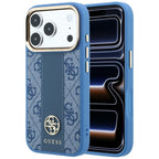 Guess 4G dėklas su Stripe Round ir Classic Logos MagSafe iPhone 17 Pro / 18 Pro - Mėlynas -- iPhone 17 Pro / iPhone 18 Pro