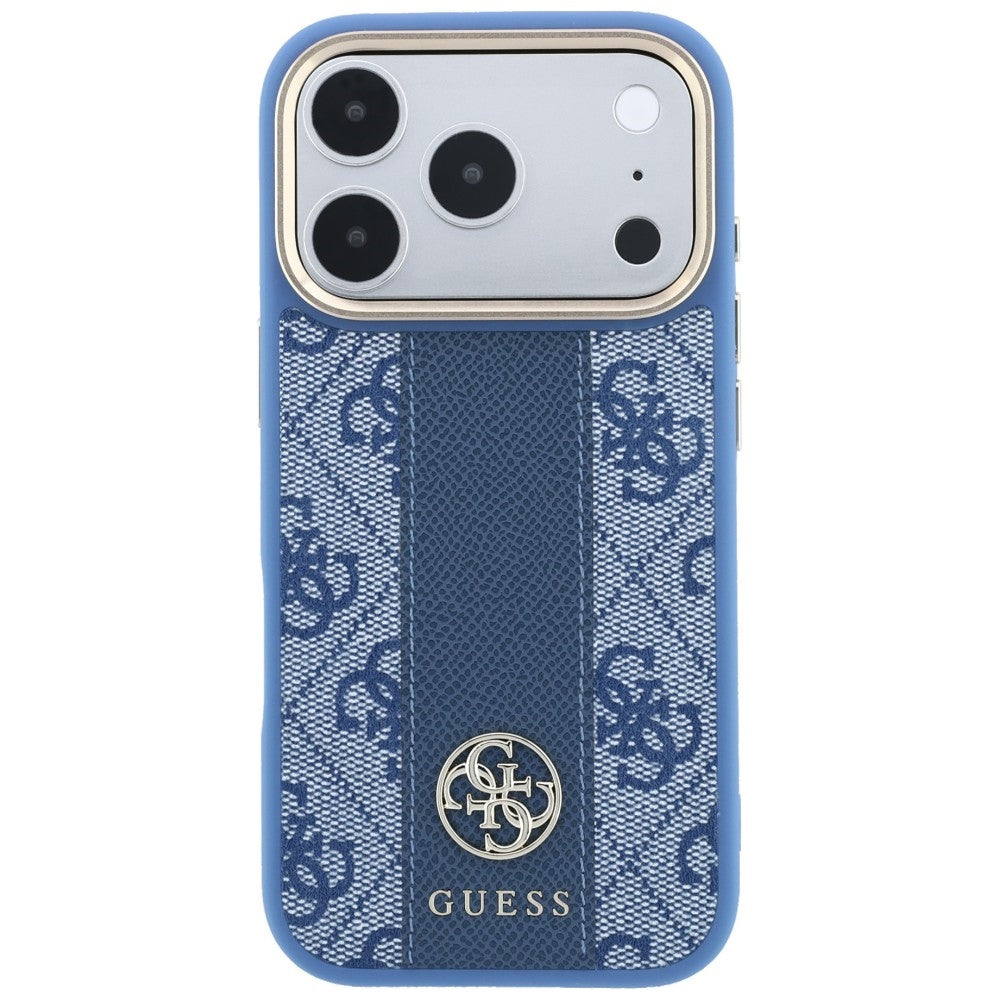 Guess 4G dėklas su Stripe Round ir Classic Logos MagSafe iPhone 17 Pro / 18 Pro - Mėlynas -- iPhone 17 Pro / iPhone 18 Pro