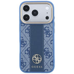 Guess 4G dėklas su Stripe Round ir Classic Logos MagSafe iPhone 17 Pro / 18 Pro - Mėlynas -- iPhone 17 Pro / iPhone 18 Pro