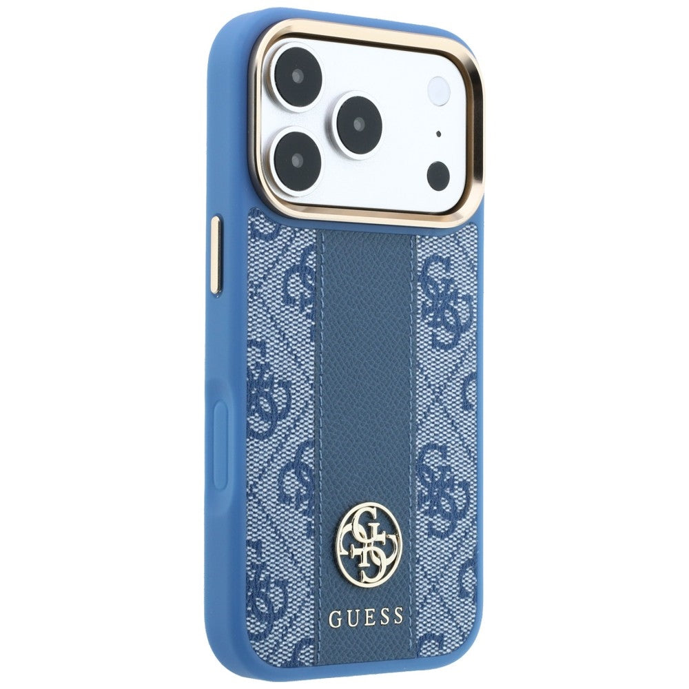 Guess 4G dėklas su Stripe Round ir Classic Logos MagSafe iPhone 17 Pro / 18 Pro - Mėlynas -- iPhone 17 Pro / iPhone 18 Pro
