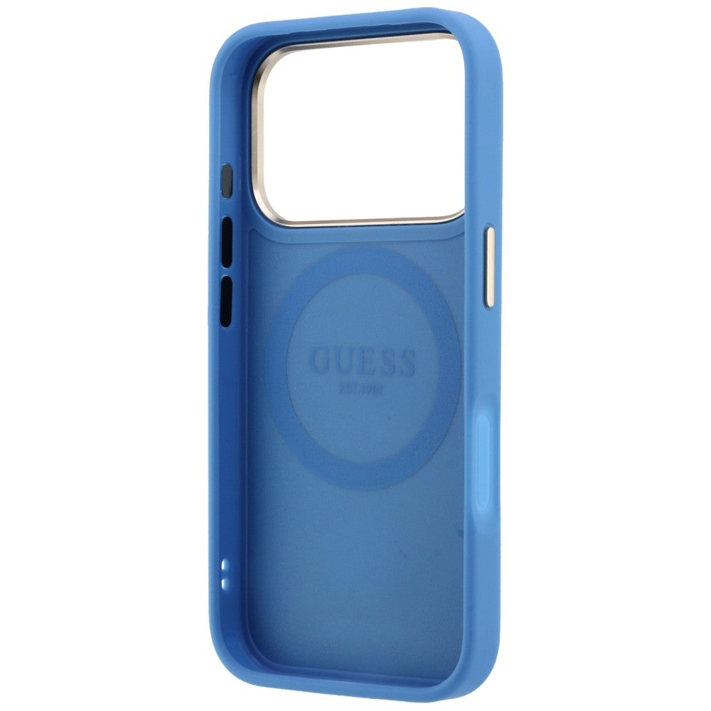 Guess 4G dėklas su Stripe Round ir Classic Logos MagSafe iPhone 17 Pro / 18 Pro - Mėlynas -- iPhone 17 Pro / iPhone 18 Pro