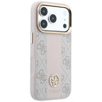 Guess 4G dėklas su Stripe Round ir Classic Logos MagSafe iPhone 17 Pro / 18 Pro - Rožinis -- iPhone 17 Pro / iPhone 18 Pro