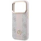 Guess 4G dėklas su Stripe Round ir Classic Logos MagSafe iPhone 17 Pro / 18 Pro - Rožinis -- iPhone 17 Pro / iPhone 18 Pro