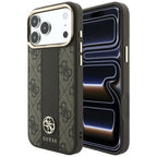 Guess 4G dėklas su Stripe Round ir Classic Logos MagSafe iPhone 17 Pro Max / 18 Pro Max - Rudas -- iPhone 17 Pro Max /...