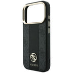 Guess 4G dėklas su Stripe Round ir Classic Logos MagSafe iPhone 17 Pro Max / 18 Pro Max - Juodas -- iPhone 17 Pro Max /...