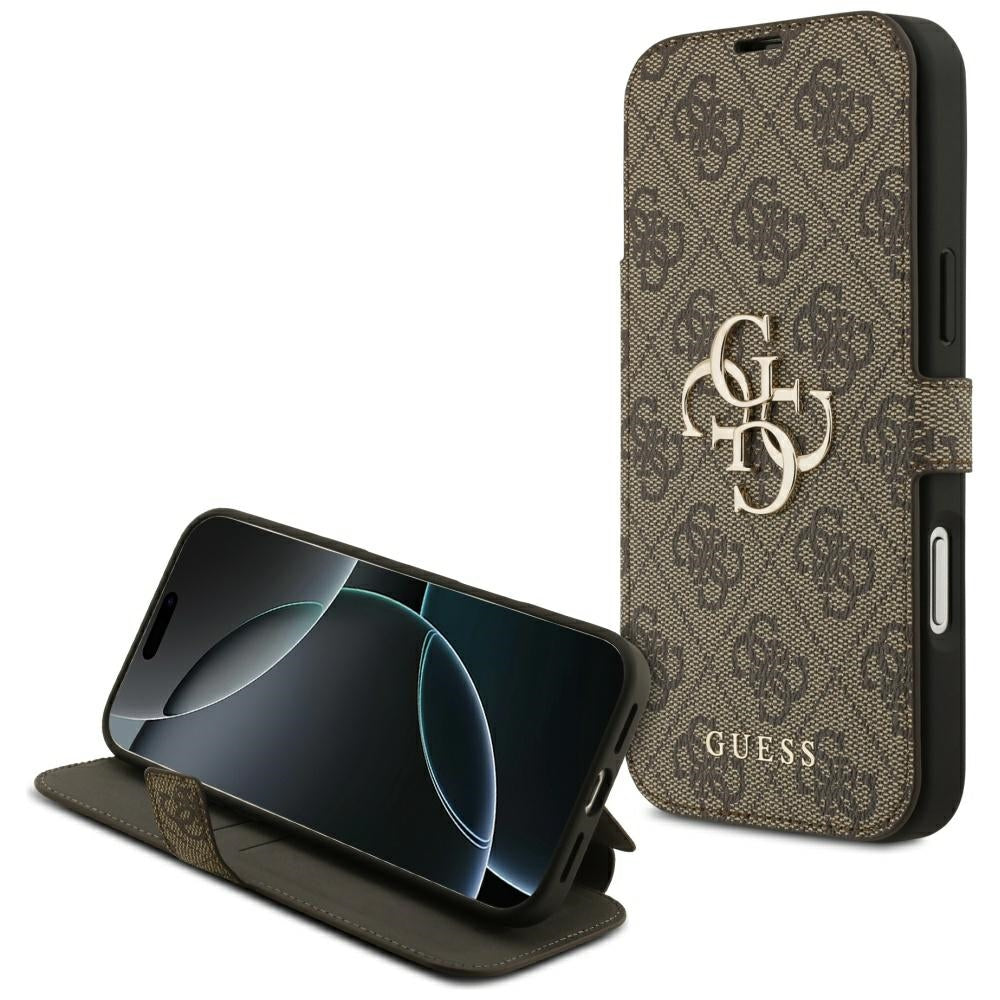Guess Book 4G Metal Logo dėklas iPhone 18 Pro Max / 17 Pro Max - Ruda -- iPhone 18 Pro Max / iPhone 17 Pro Max