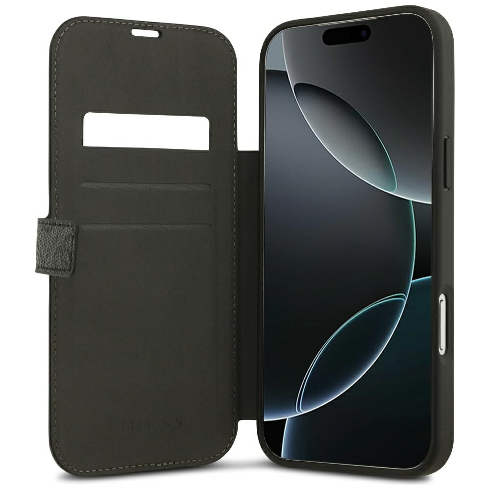 Guess Book 4G Metal Logo dėklas iPhone 18 Pro Max / 17 Pro Max - Juodas -- iPhone 18 Pro Max / iPhone 17 Pro Max