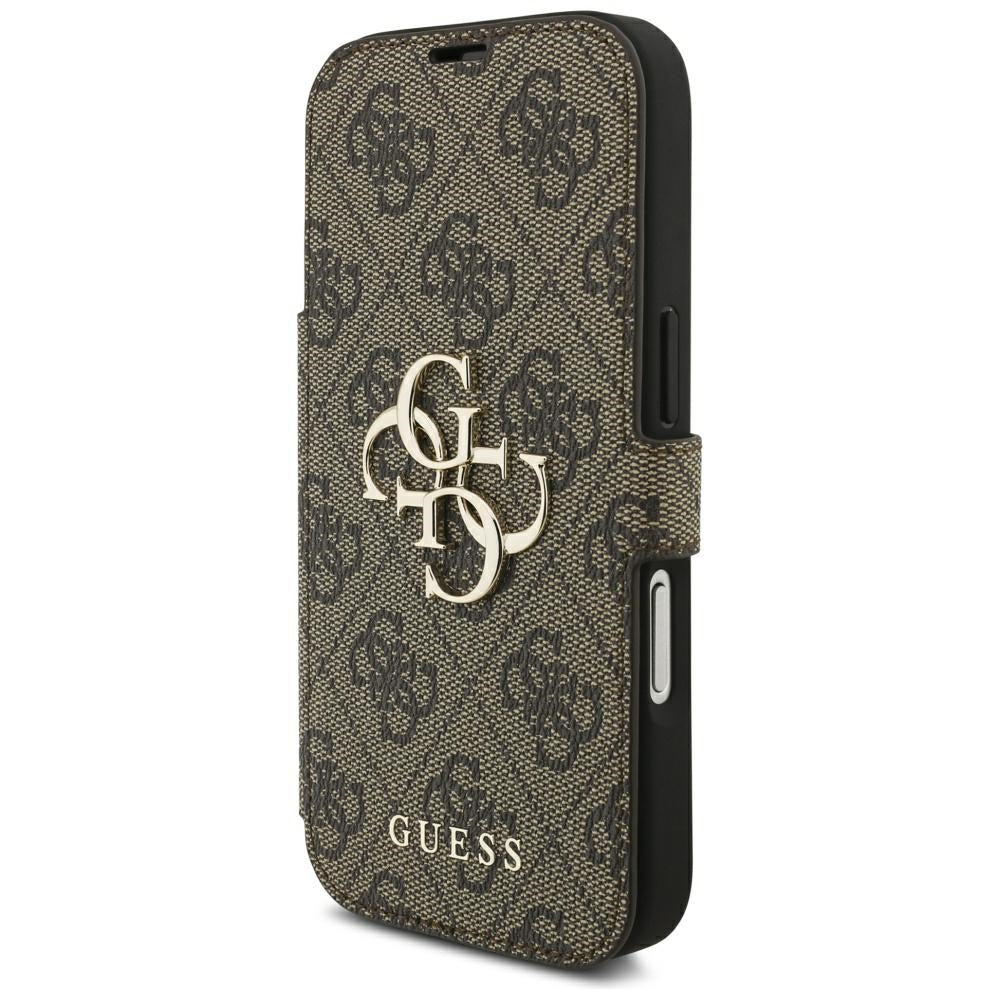 Guess Book 4G Metal Logo dėklas iPhone 18 Pro / 17 Pro - Ruda -- iPhone 18 Pro / iPhone 17 Pro