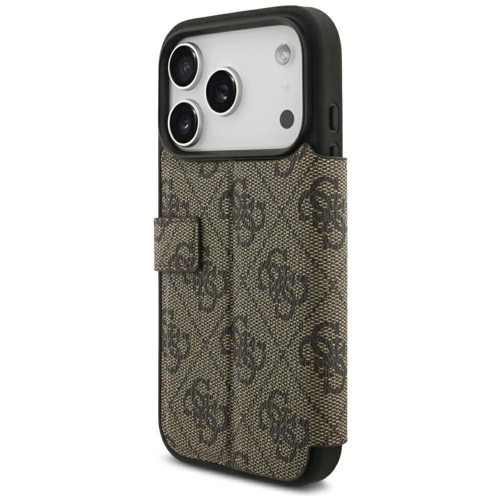 Guess Book 4G Metal Logo dėklas iPhone 18 Pro / 17 Pro - Ruda -- iPhone 18 Pro / iPhone 17 Pro