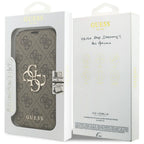 Guess Book 4G Metal Logo dėklas iPhone 18 Pro / 17 Pro - Ruda -- iPhone 18 Pro / iPhone 17 Pro