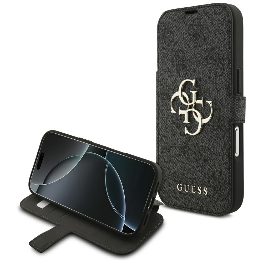 Guess Book 4G Metal Logo dėklas iPhone 18 Pro / 17 Pro - Juodas -- iPhone 18 Pro / iPhone 17 Pro