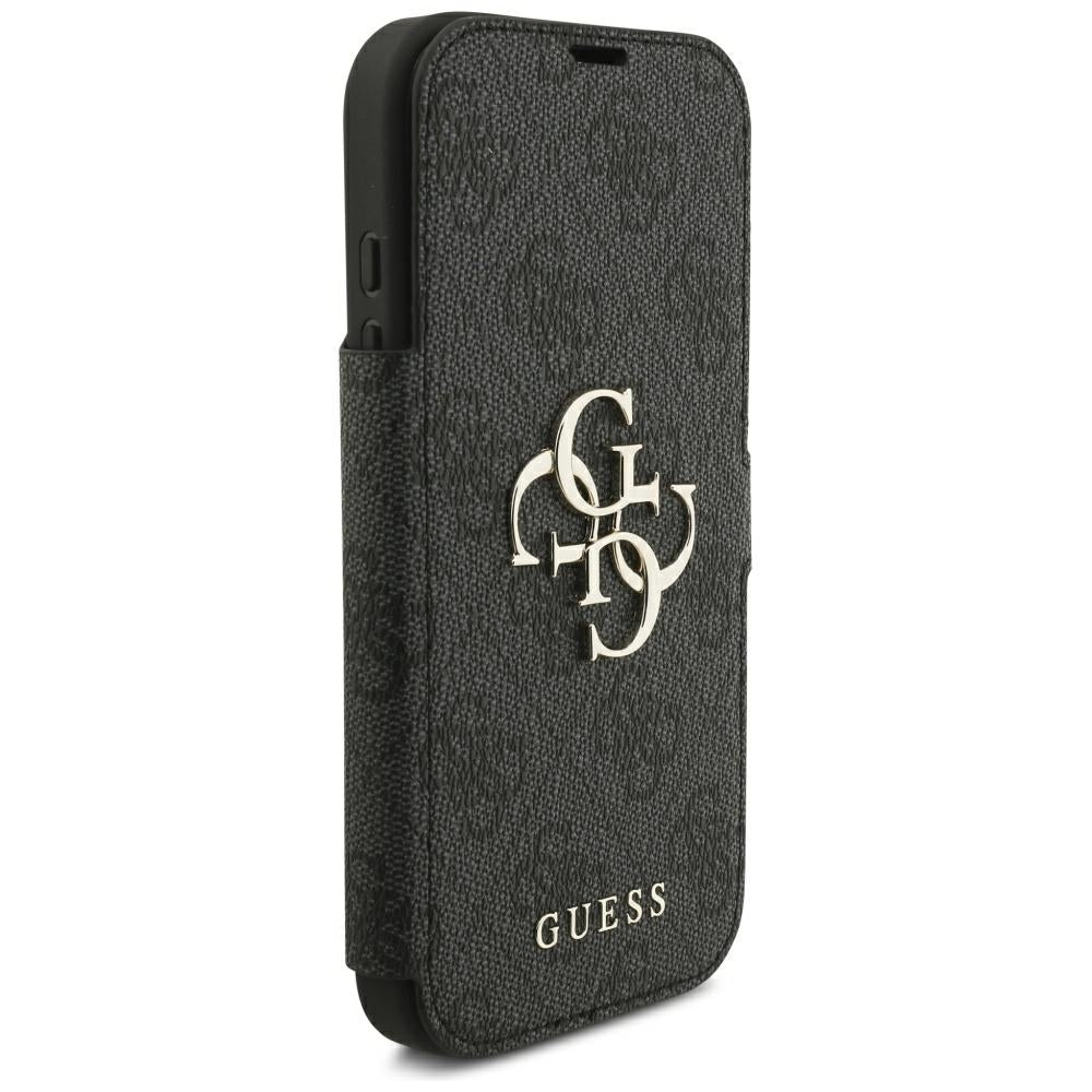 Guess Book 4G Metal Logo dėklas iPhone 18 Pro / 17 Pro - Juodas -- iPhone 18 Pro / iPhone 17 Pro