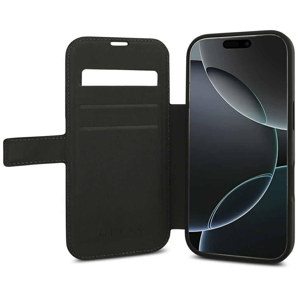 Guess Book 4G Metal Logo dėklas iPhone 18 Pro / 17 Pro - Juodas -- iPhone 18 Pro / iPhone 17 Pro