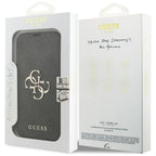 Guess Book 4G Metal Logo dėklas iPhone 18 Pro / 17 Pro - Juodas -- iPhone 18 Pro / iPhone 17 Pro