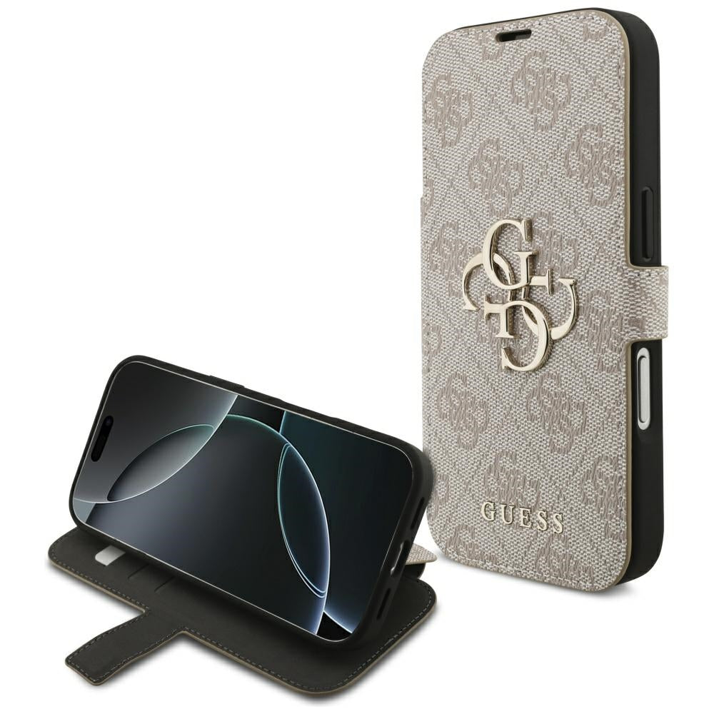 Guess Book 4G Metal Logo dėklas iPhone 18 Pro / 17 Pro - Rožinė -- iPhone 18 Pro / iPhone 17 Pro