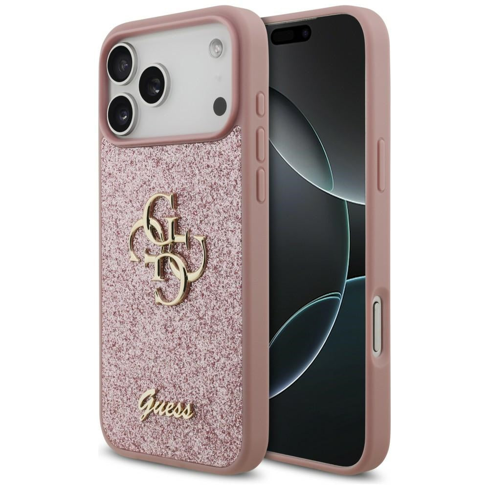 Guess Fixed Glitter Big 4G dėklas iPhone 18 Pro Max / 17 Pro Max - Rožinė -- iPhone 18 Pro Max / iPhone 17 Pro Max