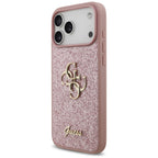 Guess Fixed Glitter Big 4G dėklas iPhone 18 Pro Max / 17 Pro Max - Rožinė -- iPhone 18 Pro Max / iPhone 17 Pro Max