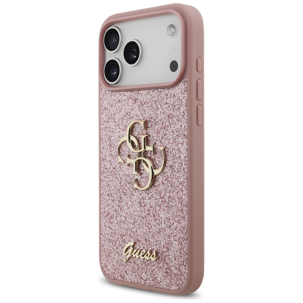 Guess Fixed Glitter Big 4G dėklas iPhone 18 Pro Max / 17 Pro Max - Rožinė -- iPhone 18 Pro Max / iPhone 17 Pro Max