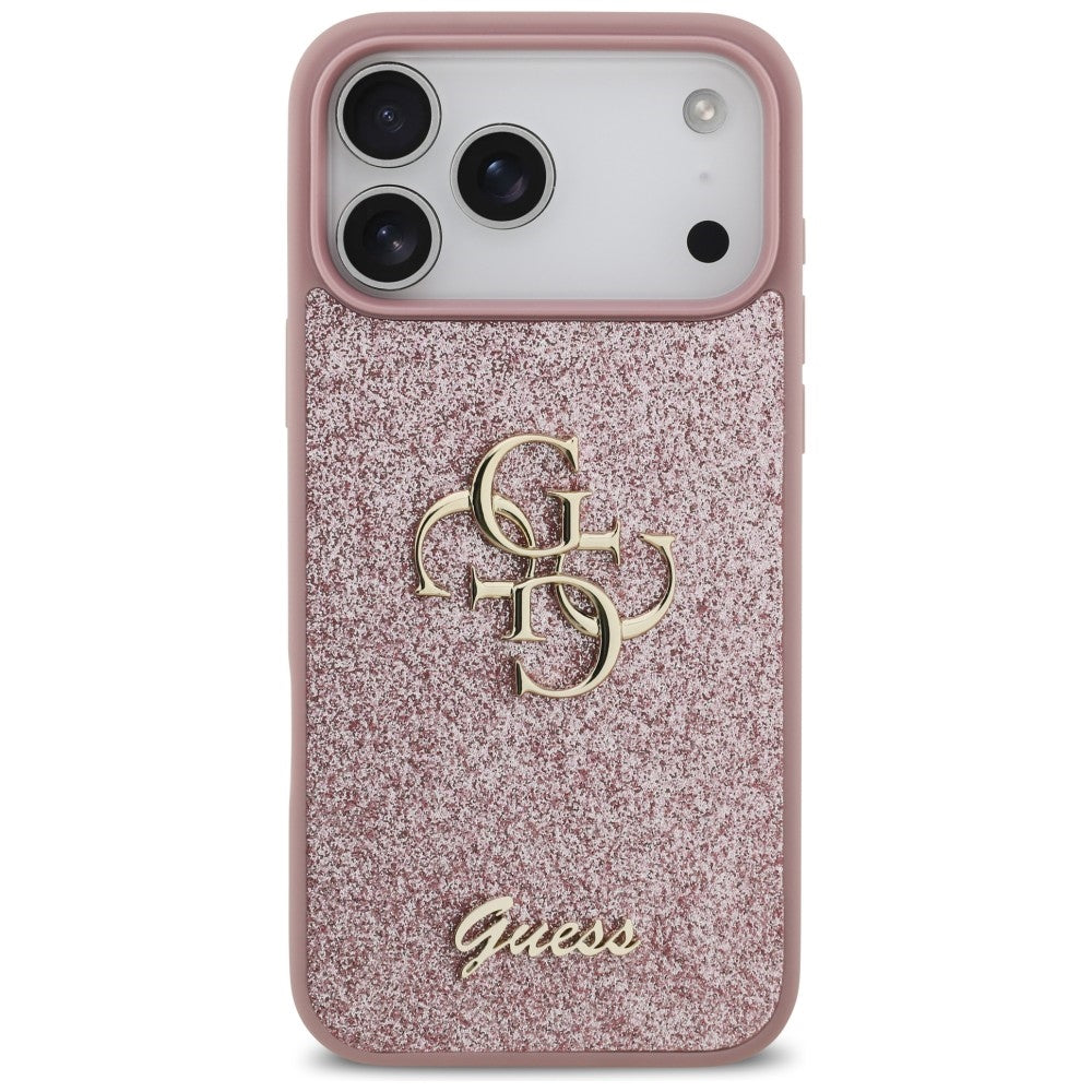 Guess Fixed Glitter Big 4G dėklas iPhone 18 Pro Max / 17 Pro Max - Rožinė -- iPhone 18 Pro Max / iPhone 17 Pro Max