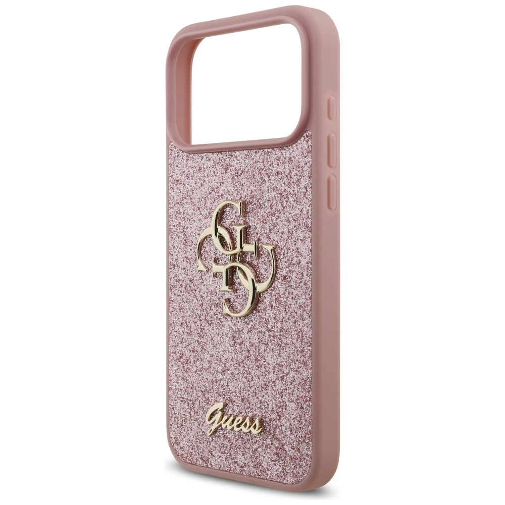 Guess Fixed Glitter Big 4G dėklas iPhone 18 Pro Max / 17 Pro Max - Rožinė -- iPhone 18 Pro Max / iPhone 17 Pro Max