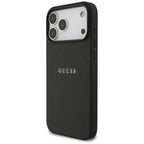 Guess Grained Gold Ring MagSafe dėklas iPhone 18 Pro Max / 17 Pro Max - juodas -- iPhone 18 Pro Max / iPhone 17 Pro Max