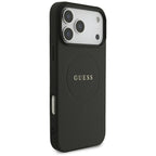 Guess Grained Gold Ring MagSafe dėklas iPhone 18 Pro Max / 17 Pro Max - juodas -- iPhone 18 Pro Max / iPhone 17 Pro Max