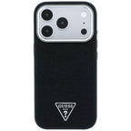 Guess Grained Triangle Logo MagSafe dėklas skirtas iPhone 17 Pro / 18 Pro - Juoda -- iPhone 17 Pro / iPhone 18 Pro