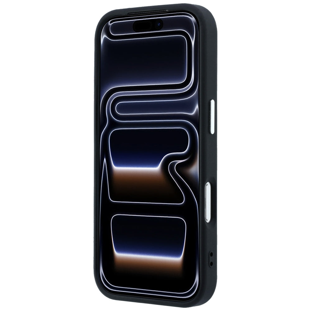 Guess Grained Triangle Logo MagSafe dėklas skirtas iPhone 17 Pro / 18 Pro - Juoda -- iPhone 17 Pro / iPhone 18 Pro