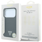 Guess Grained Triangle Logo MagSafe dėklas skirtas iPhone 17 Pro / 18 Pro - Juoda -- iPhone 17 Pro / iPhone 18 Pro