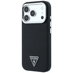 Guess Grained Triangle Logo MagSafe dėklas skirtas iPhone 17 Pro Max / 18 Pro Max - Juoda -- iPhone 17 Pro Max / iPhone...