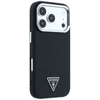 Guess Grained Triangle Logo MagSafe dėklas skirtas iPhone 17 Pro Max / 18 Pro Max - Juoda -- iPhone 17 Pro Max / iPhone...
