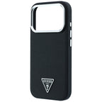 Guess Grained Triangle Logo MagSafe dėklas skirtas iPhone 17 Pro Max / 18 Pro Max - Juoda -- iPhone 17 Pro Max / iPhone...