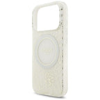 Guess IML Flowers Allover Electroplated with Pearl Strap MagSafe dėklas iPhone 18 Pro / 17 Pro - baltas -- iPhone 18 Pro...