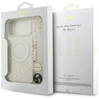 Guess IML Flowers Allover Electroplated with Pearl Strap MagSafe dėklas iPhone 18 Pro Max / 17 Pro Max - baltas -- iPhone...