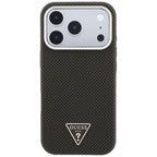 Guess Kevlar Triangle Logo MagSafe dėklas skirtas iPhone 17 Pro / 18 Pro - Ruda -- iPhone 17 Pro / iPhone 18 Pro