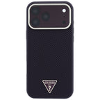 Guess Kevlar Triangle Logo MagSafe dėklas skirtas iPhone 17 Pro / 18 Pro - Burgundy -- iPhone 17 Pro / iPhone 18 Pro