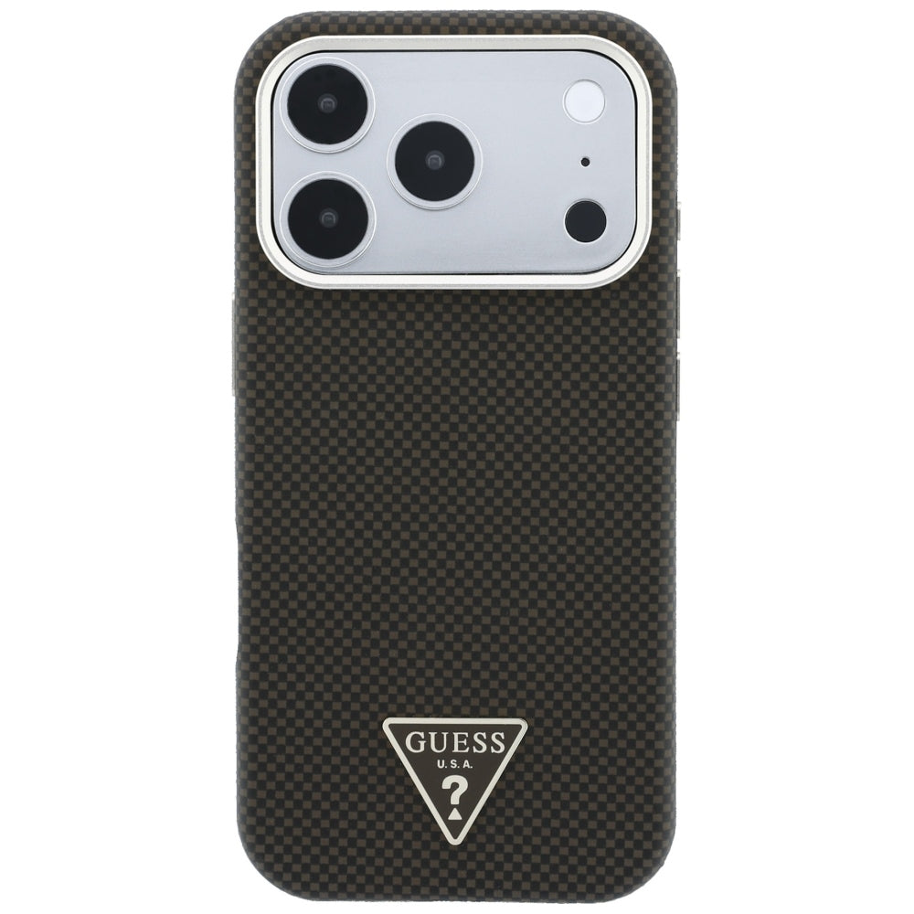 Guess Kevlar Triangle Logo MagSafe dėklas skirtas iPhone 17 Pro Max / 18 Pro Max - Brown -- iPhone 17 Pro Max / iPhone 18...