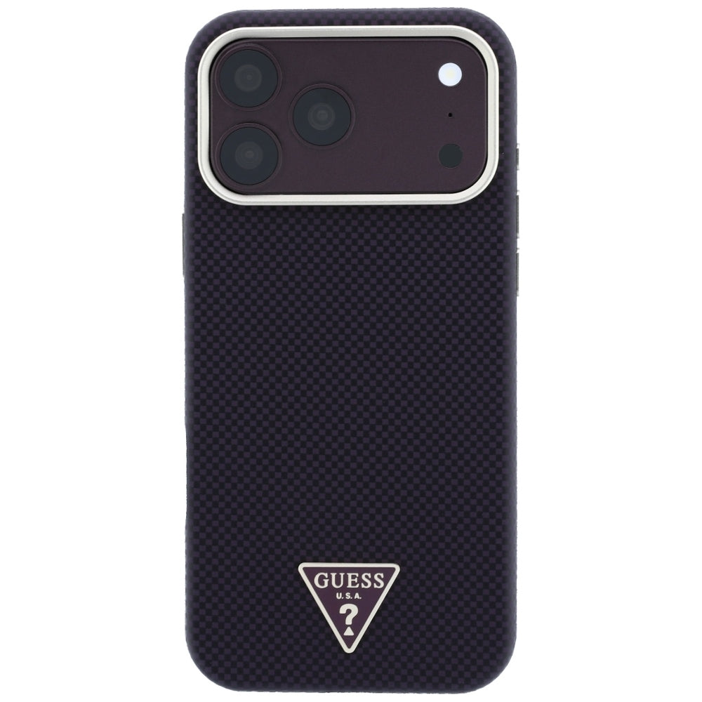 Guess Kevlar Triangle Logo MagSafe dėklas skirtas iPhone 17 Pro Max / 18 Pro Max - Burgundy -- iPhone 17 Pro Max / iPhone...