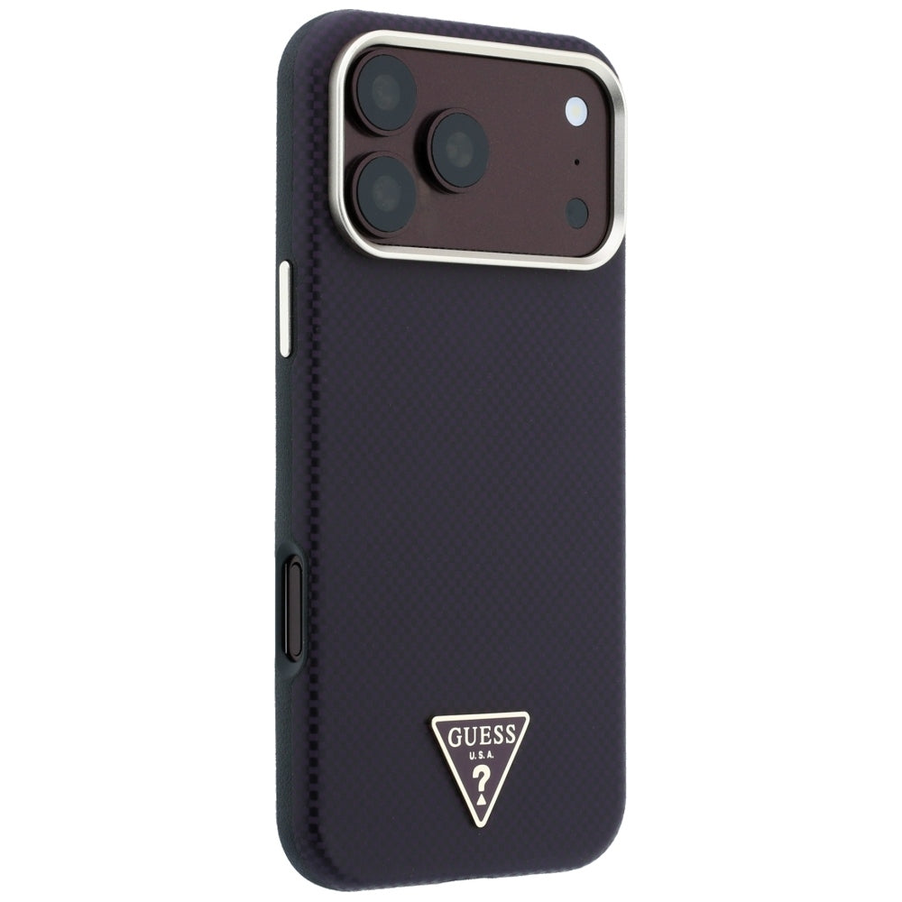 Guess Kevlar Triangle Logo MagSafe dėklas skirtas iPhone 17 Pro Max / 18 Pro Max - Burgundy -- iPhone 17 Pro Max / iPhone...