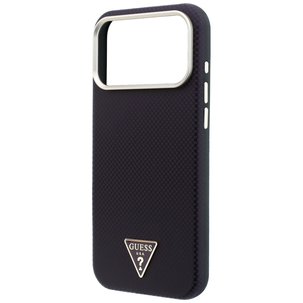 Guess Kevlar Triangle Logo MagSafe dėklas skirtas iPhone 17 Pro Max / 18 Pro Max - Burgundy -- iPhone 17 Pro Max / iPhone...