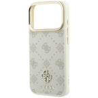Guess Peony 4G Small Logo MagSafe dėklas skirtas iPhone 17 Pro / 18 Pro - smėlio spalva -- iPhone 17 Pro / iPhone 18 Pro