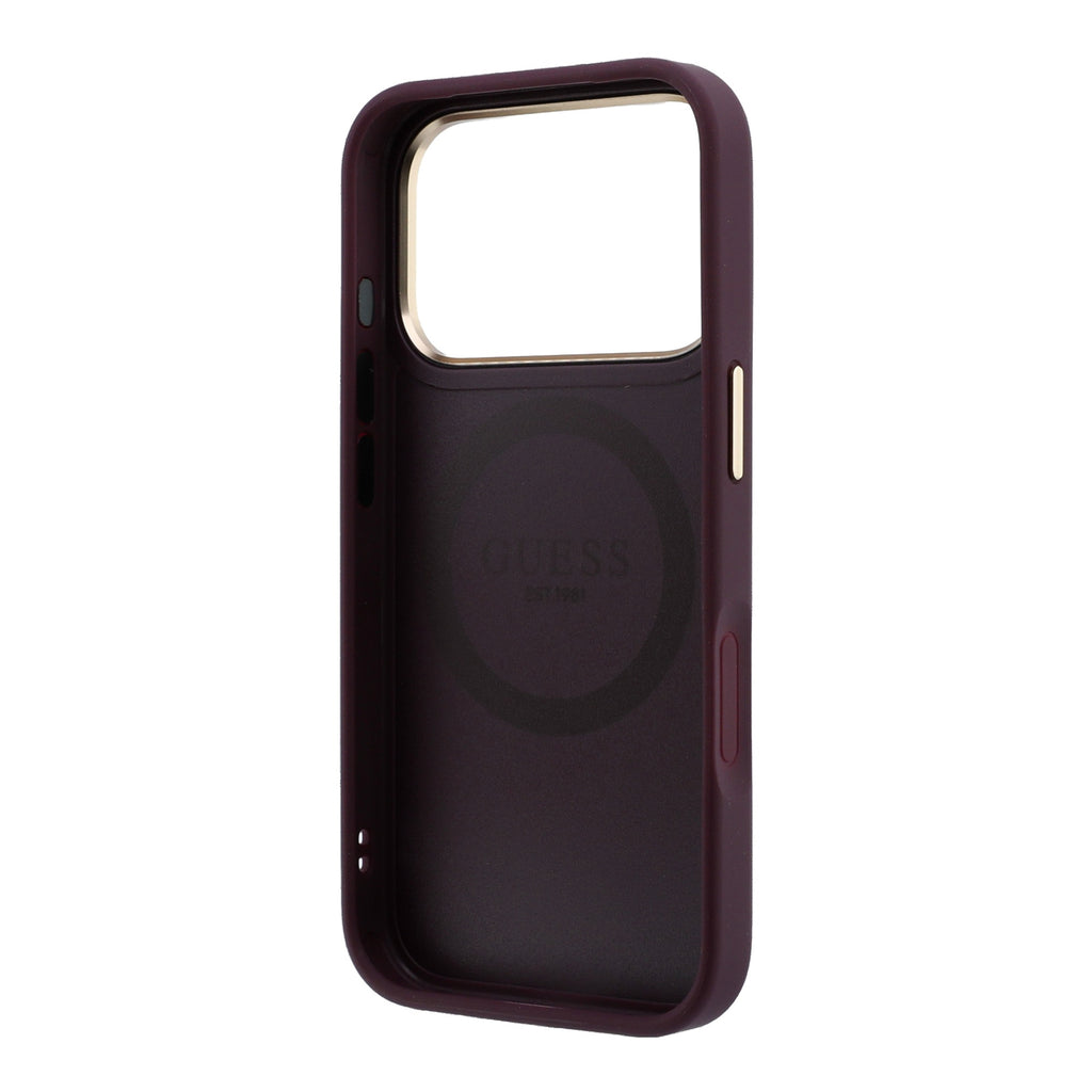Guess Peony 4G Small Logo MagSafe dėklas iPhone 17 Pro / 18 Pro - Bordelis -- iPhone 17 Pro / iPhone 18 Pro