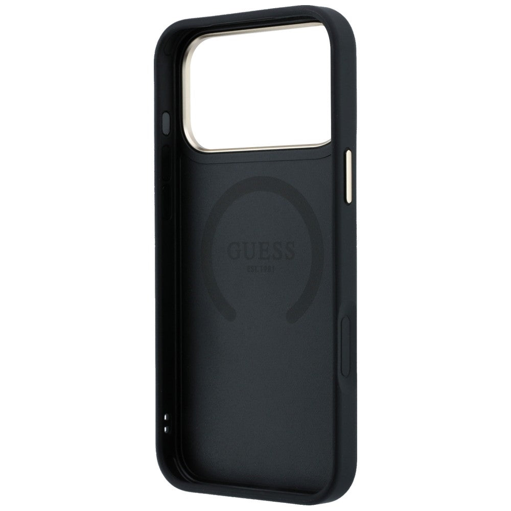 Guess Peony 4G Small Logo MagSafe dėklas iPhone 17 Pro / 18 Pro - Juodas -- iPhone 17 Pro / iPhone 18 Pro