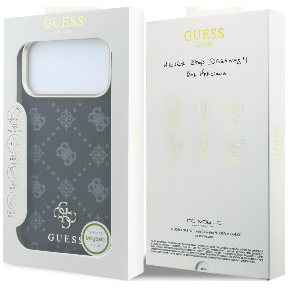Guess Peony 4G Small Logo MagSafe dėklas iPhone 17 Pro / 18 Pro - Juodas -- iPhone 17 Pro / iPhone 18 Pro